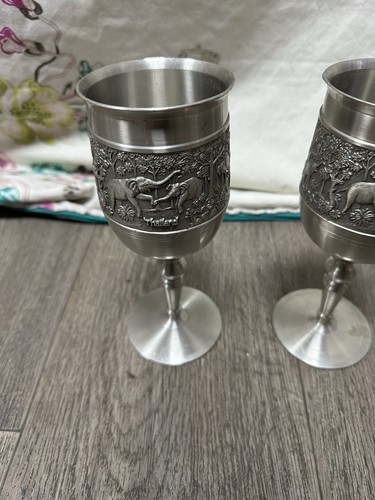 2 x Thailand Silver Bangkok Pewter Goblet - 20 x 8cm - Afbeelding 2 van 11