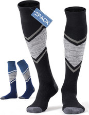 2/3 Pack Merino Wool Ski Socks for Snowboarding, Full Cushioned Winter Thermal K