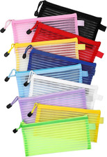 10 Pack Mesh Pencil Pouch, 10 Colors Zipper Mesh Pouch