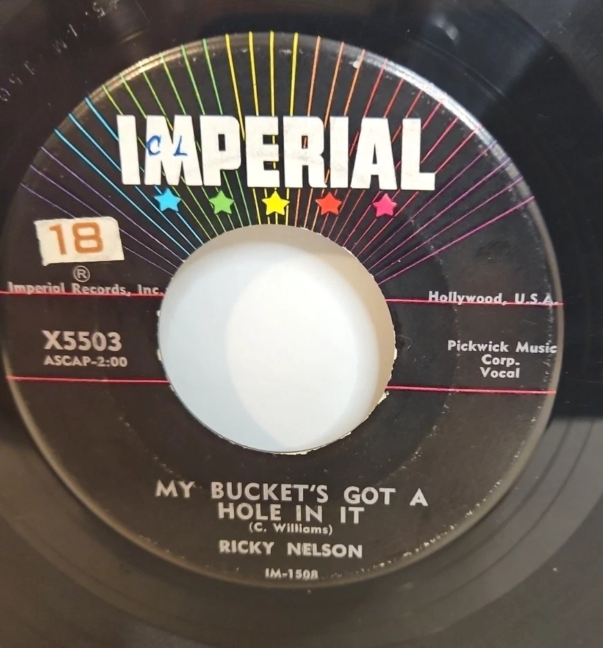 Ricky Nelson–My Bucket's Got A Hole In It  1957 Imperial 7" Single + Pic Sleeve Foto 4 de 4