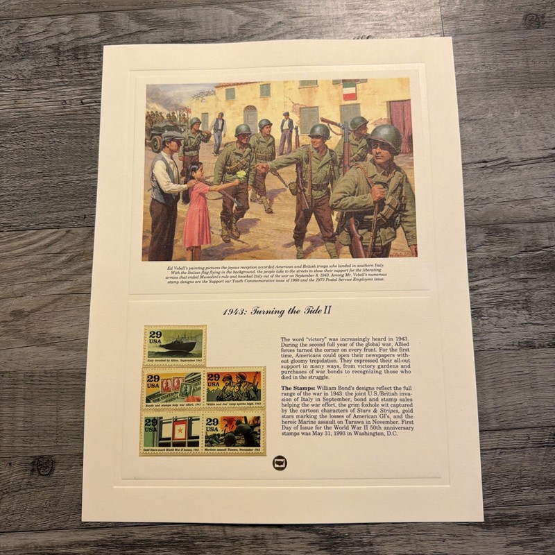 1943 Turning the tide 2 postage Stamp Art USPS  Farmable Gift 29 cents