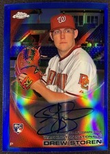 2010 Topps Chrome #216 Drew Storen Rookie Autograph Blue Refractor /199