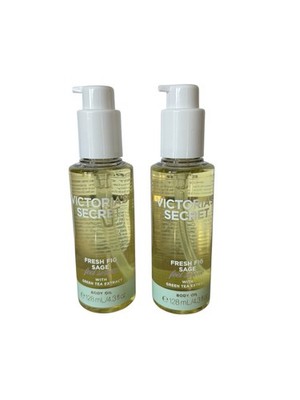 Victoria's Secret Fresh Fig & Sage Body Oil w/Green Tea x2
