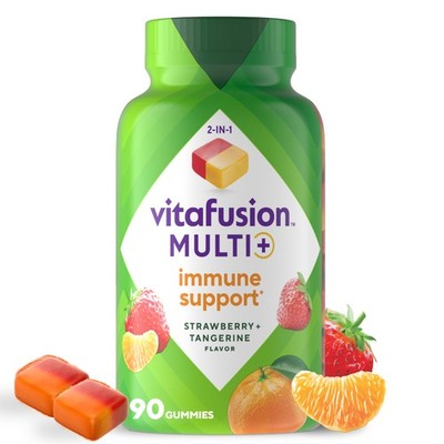 Vitafusion Multi Plus Immune Support Gummies Vitamin Strawberry Tangerine 90 Ct