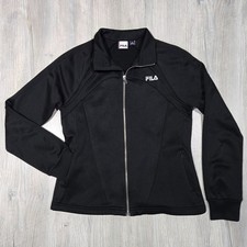 FILA Sport Women Track Jacket Black Full Zip Athletic Pockets - Size M