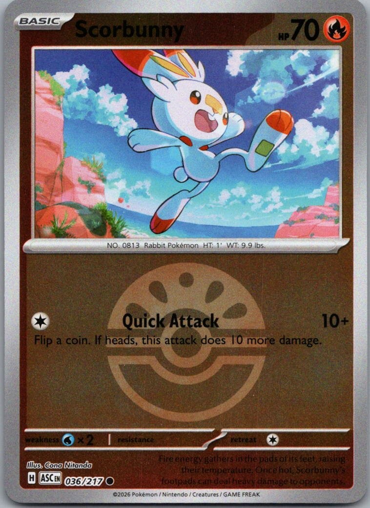 Scorbunny - (Friend Ball) Reverse Holo Common ME: Ascended Heroes 036/217 NM