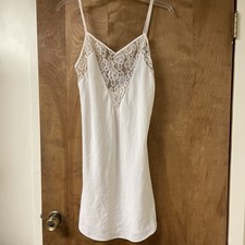 Vintage Victoria  s Secret Gold Label Ivory Lace Slip Dress Nightgown 90s Size L