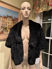 NEW! Black Canadian Sheared Beaver Real FUR STOLE EVENING WRAP SHOULDER SHRUG