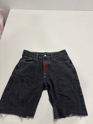 Y2K Jeans, Black Red Cross X Skeleton Design Shorts Size M (31x10)