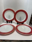 Vintage MCM Pyrex 10" Dinner Plate Flamingo Gold Trim Milk Glass 1950s Set Of 4