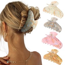 4Pcs Large Acrylic Hair Claw Clips - Strong Hold Thick Hair Banana Barrettes ...