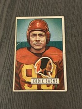 Tarjeta de fútbol americano 1951 Bowman #142 Eddie Saenz novato RC (leer)