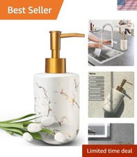 Luxury Gold Ceramic Liquid Soap Dispenser with Marble Design - 420ml Capacity