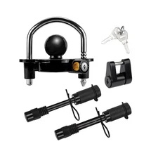Cenipar Trailer Hitch Lock Set Includes Black Universal Trailer Locks Ball Hi...