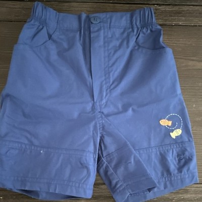 Absorba Boys Blue Fish Theme Casual Shorts 12M 100% Cotton Elastic Waist Pockets