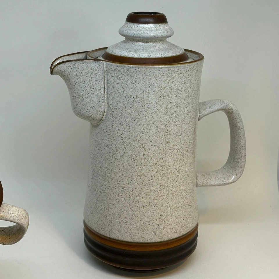 Vintage Denby Stoneware Potter's Wheel COFFEE POT CREAMER SUGAR BOWL - 1970s - Image 2 of 4