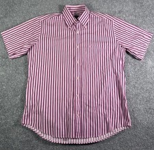 Vintage Givenchy Men Pink Striped Shirt Size Medium Short Sleeve Button Up