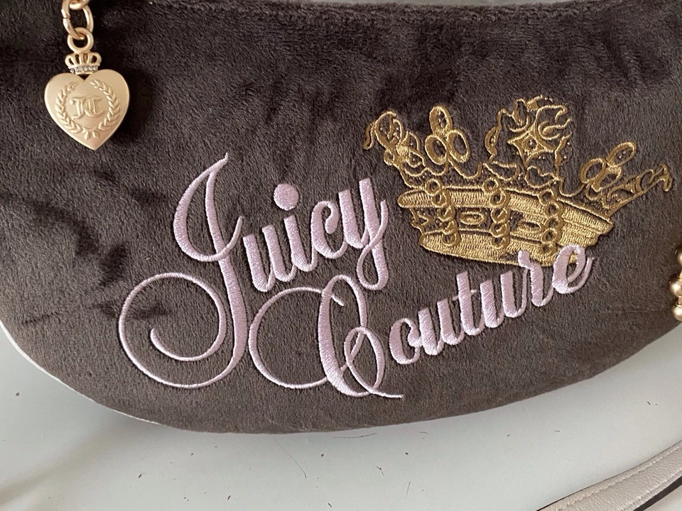 Juicy Couture Key To Juicy Velvet Crossbody Shoulder Bag Chocolate W/Charm Chain - Image 2 of 4