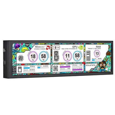 wisecoco 8.8 Inch Computer Secondary Screen CPU Temperature Monitor with Casi...