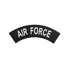Large 12" AIR FORCE Embroidered Rocker Patch - Black & White Biker Top Rocker
