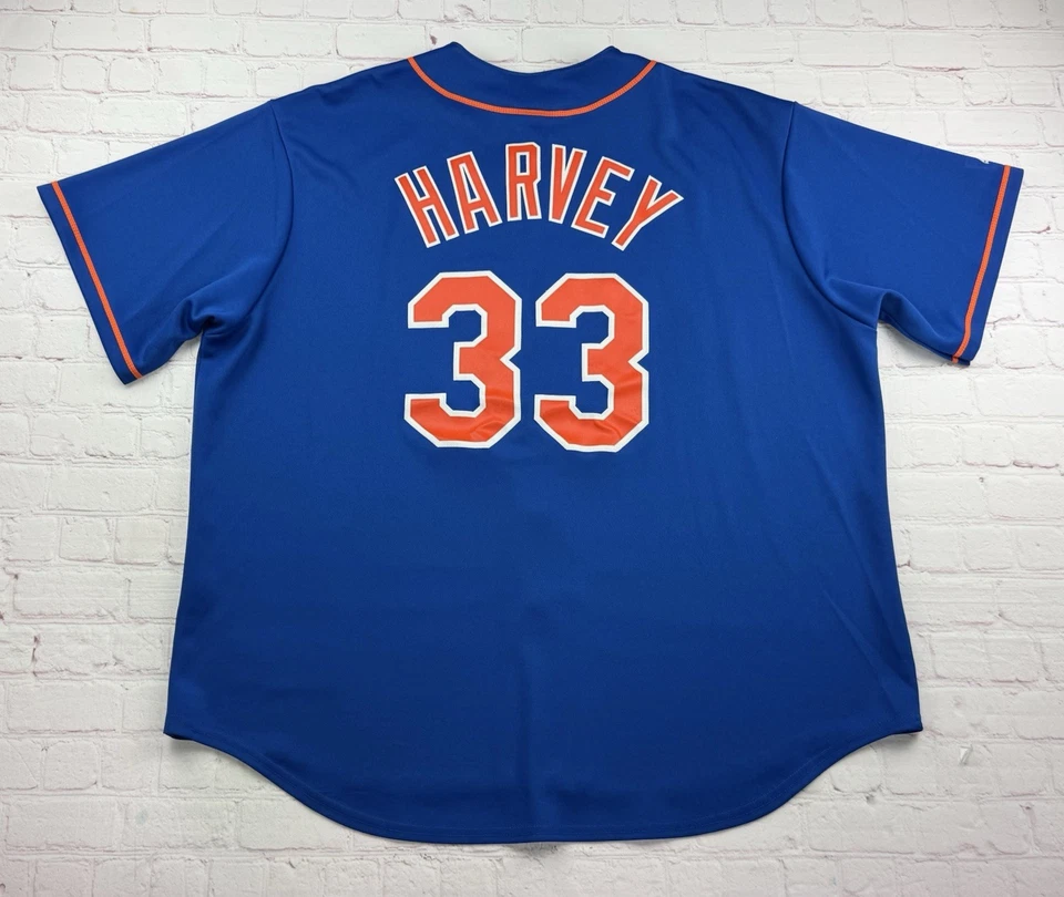 MLB New York Mets Matt Harvey #33 Azul Majestuosa Camiseta de Béisbol Para Hombre Talla XXL Foto 2 de 4