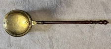 Antique Early 1800's Decorative Brass Bedwarmer 44" Long Turned Handle