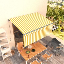 Image of Manual Retractable Awning with Blind 3x2.5m Yellow & White vidaXL