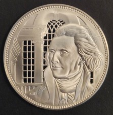 Thomas Jefferson Commemorative Silver Art Round - 31.9 grams 925 Sterling Silver 87.27 per troy oz