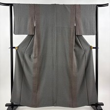 JAPANESE KIMONO FINE PATTERN GRAY-GREEN 160cm 5 ft 3 in PURE SILK B1524