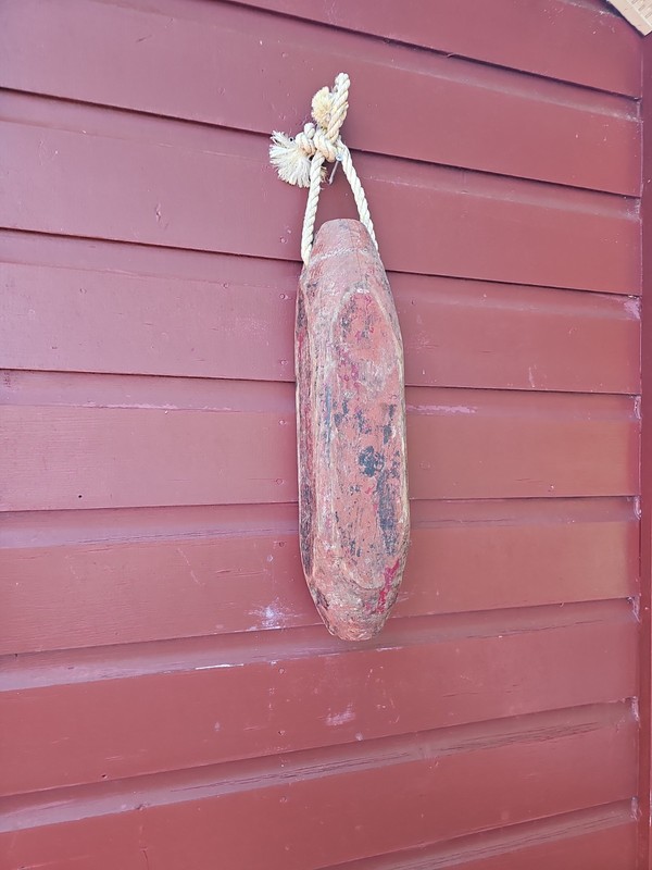Antique Hand-Carved Wooden Red Buoy 18”