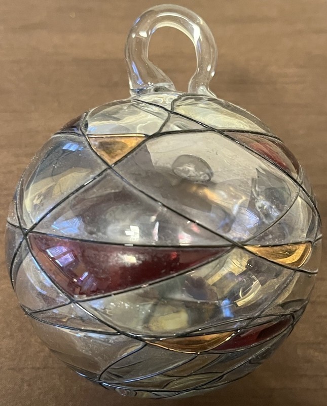 Party Lite Mosaic Stained Glass Look Glass Ornament 4.5” X 4”