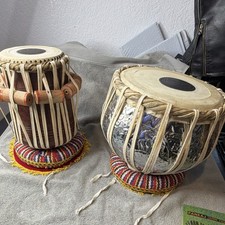2-Piece Tabla Drum Set Wood/Metal w/ Carrying Bag, Tuning Hammer & Book