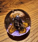 Vintage Selkirk Glass Paperweight Scotland Has Tag Sticker Purple And Gold — photo 4