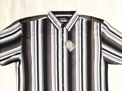 Men's Shirt New With Tag 100% Cotton Stripe Knockout 1835 Black 6xlb - Picture 3 of 7