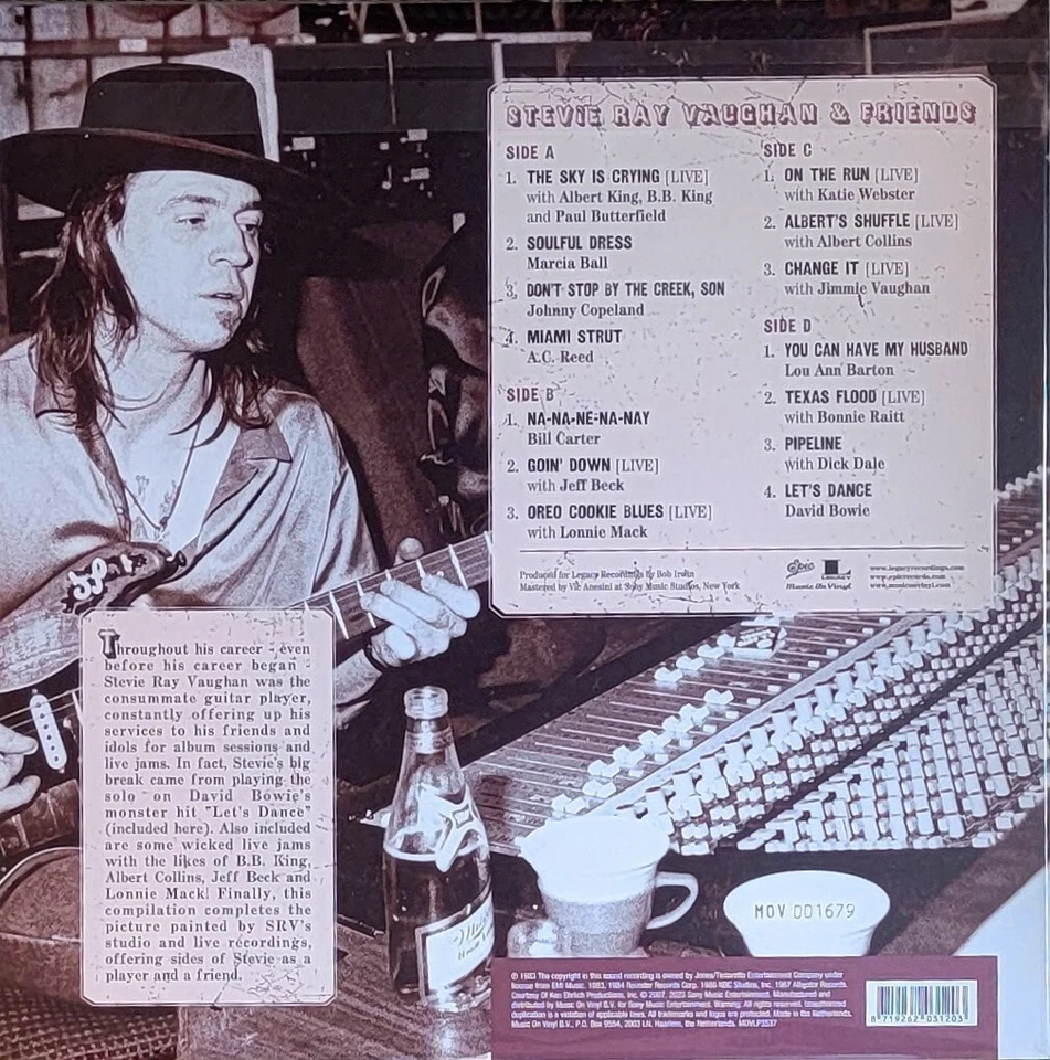 STEVIE RAY VAUGHAN SOLOS, SESSIONS & ENCORES - 180-BLUE VINYL 2-LP SET " NEW " - Image 2 of 2