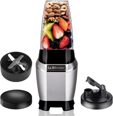 La Reveuse Personal Smoothie Blender 600 Watts with 20 oz 1 bottle, Silver 