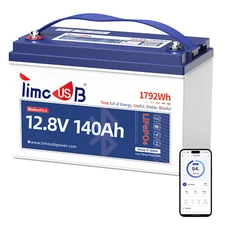 12V 140Ah Bluetooth LiFePO4 Battery with Low Temp Cut Off 150A BMS For Solar RV