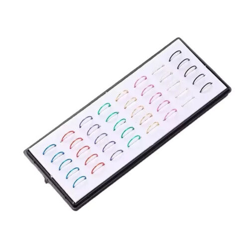 JUEGO DE CAJA DE ACERO QUIRÚRGICO ANILLOS NARIZ 40 ORO PLATA CRISTAL NARIZ TACHUELA ANILLO DIAMANTE - Imagen 7 de 14