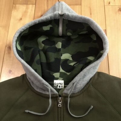 BAPE Green camo x khaki BAPE logo zip hoodie A Bathing Ape Size L