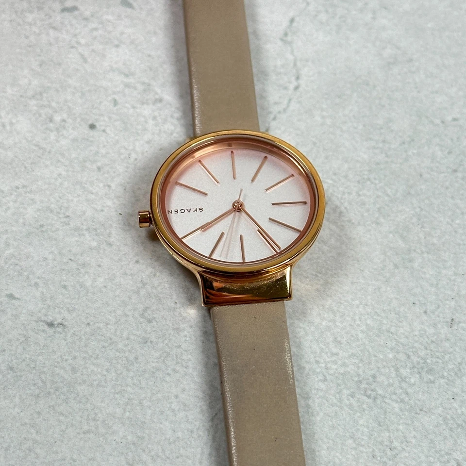 Reloj Skagen Dinamarca Mujer 30mm Tono Oro Rosa Banda Gris Ancher Batería Nueva Foto 4 de 4
