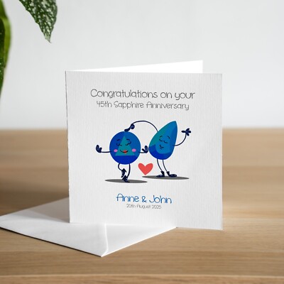 Personalised Handmade 45th Sapphire Wedding Anniversary Card Husband ...