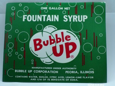 Vintage Bubble Up Fountain Syrup Label Peoria IL Never Used!