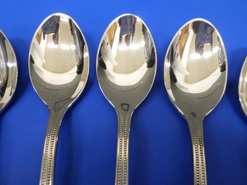 5 - Towle BEADED ANTIQUE Satin 18/8 Stainless GERMANY Flatware 6 1/4" TEASPOONS - Picture 3 of 8