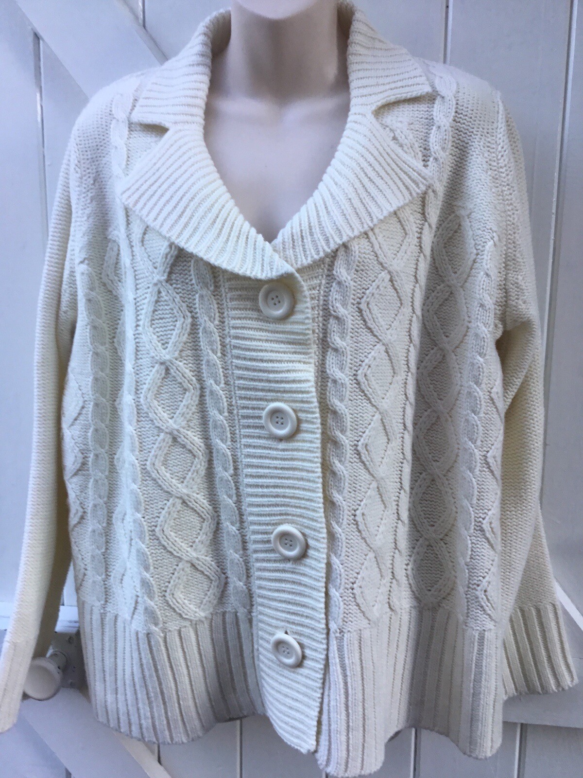Ladies Aran,cabled, Style Cardigan SZ L,18, 20,b46” chunky, NEW , BY