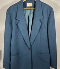 Vtg Pendleton Blazer 16 Cornflower Blue Pure Virgin Wool One Button Jacket USA N