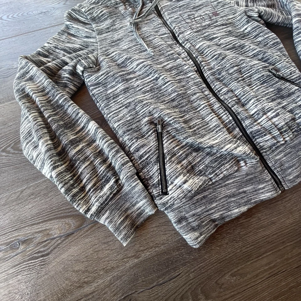 DC Shoes Womens M Sweatshirt Gray Striped Y2K Full Zip Hoodie Better Left Unsaid - Image 2 of 4