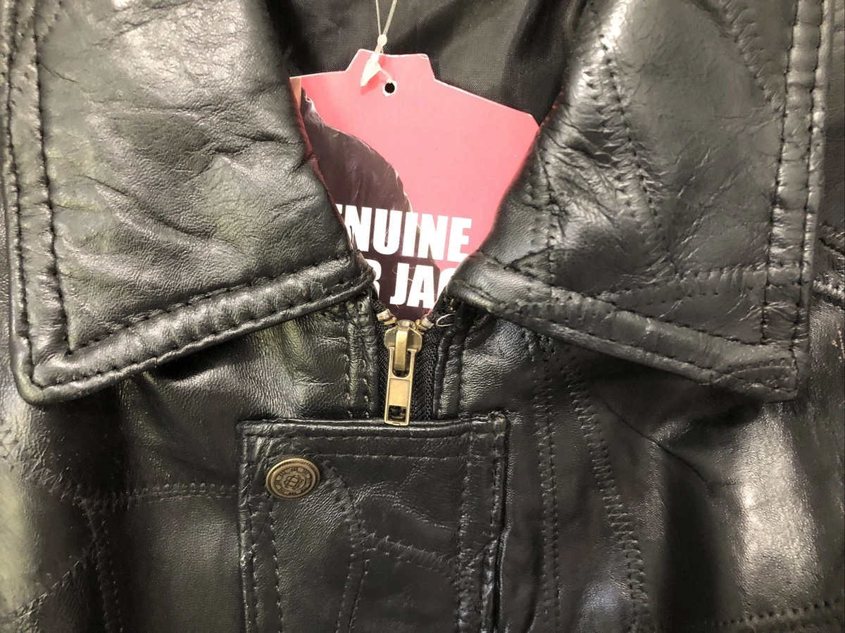 Black Leather Bomber Style Jacket Size Large NWT