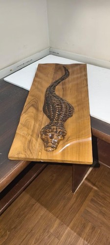 30 Inch Alligator Swimming Wood Carving Engraved Wood Carving Rustic Animal De - Picture 2 of 4