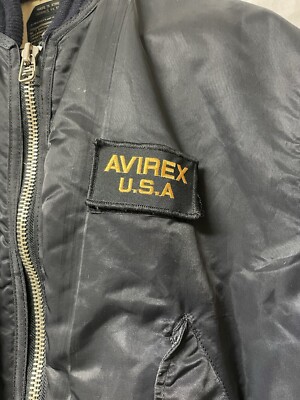 AVIREX Flight Jacket Flyer's Man Intermediate Navy Blue Size Small
