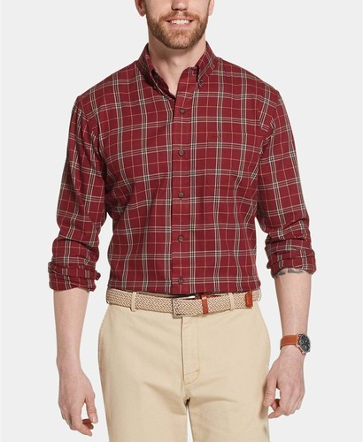 Plaid Twill Shirt Burgundy 767672782299 